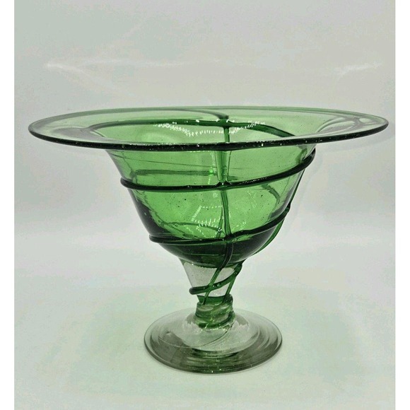 Aromatique Green Swirl Bowl Mouth Blown Made in USA - Picture 1 of 5
